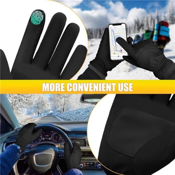 Winter Waterproof Ski Gloves Men Women, Snow Warm Cycling Cold Weather, - Picture 5 of 12